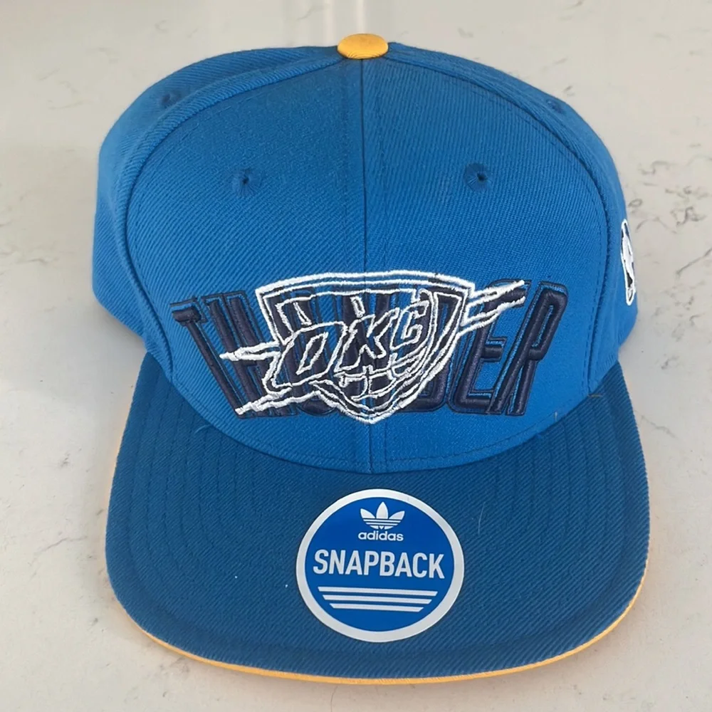 Blue And Yellow Addias‎ OKC Thunder Embroidered Baseball Snapback Cap